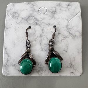 Elegant Green Stone Drop Earrings